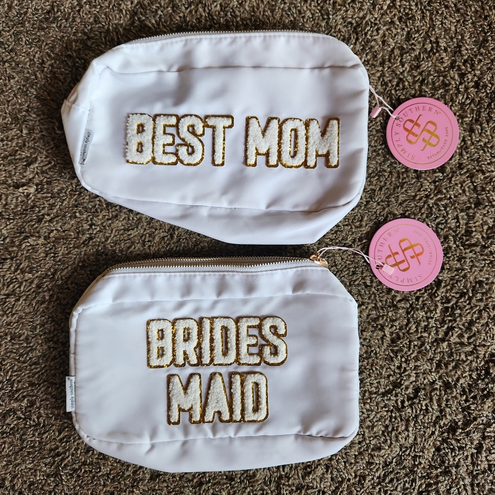 Simply Southern NWT Sparkle Accessory Bag Lot Of 2 Bridesmaid Wedding Best Mom